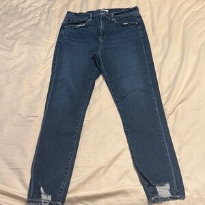 LOFT Blue Denim Distressed Hem Jeans